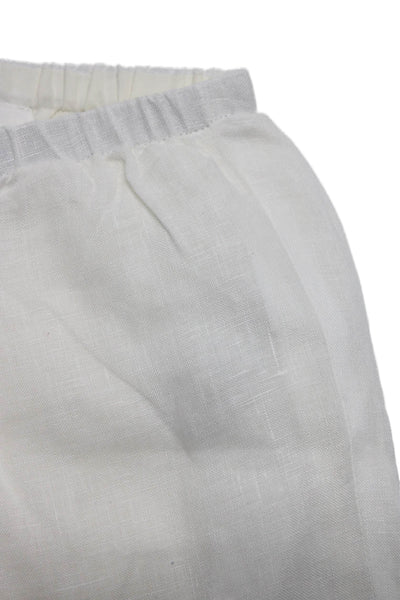 Bonpoint Childrens Boys Linen High Rise Pull On Slim Leg Pants White Size 3