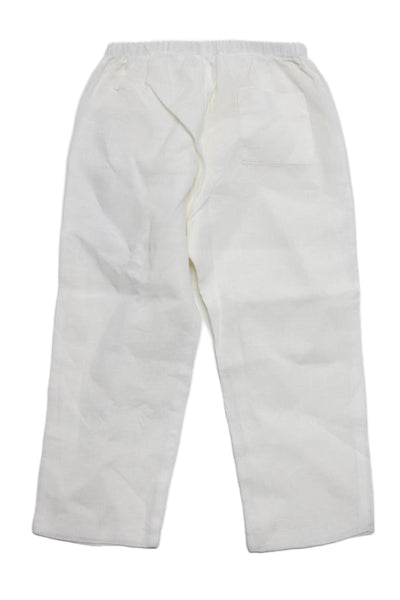 Bonpoint Childrens Boys Linen High Rise Pull On Slim Leg Pants White Size 3