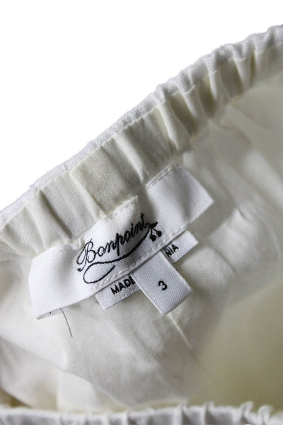 Bonpoint Childrens Boys Linen High Rise Pull On Slim Leg Pants White Size 3