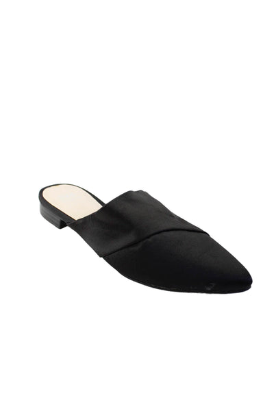 M&S Collection Womens Satin Pointed Toe Slip On Mules Sandals Black Size 7 US