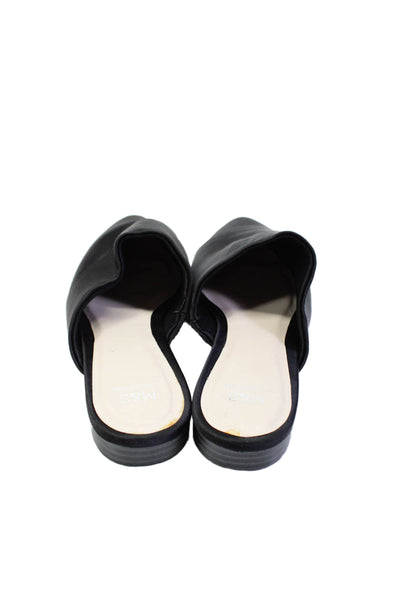 M&S Collection Womens Satin Pointed Toe Slip On Mules Sandals Black Size 7 US