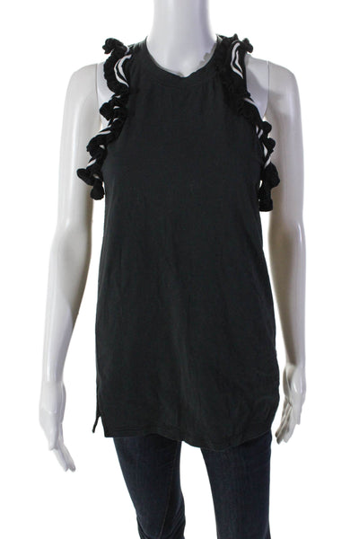 3.1 Phillip Lim Womens Ruffled Sleeveless Basic Blouse Black Size XS