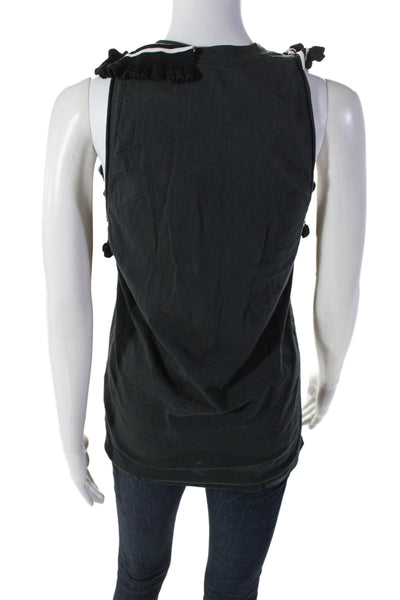 3.1 Phillip Lim Womens Ruffled Sleeveless Basic Blouse Black Size XS