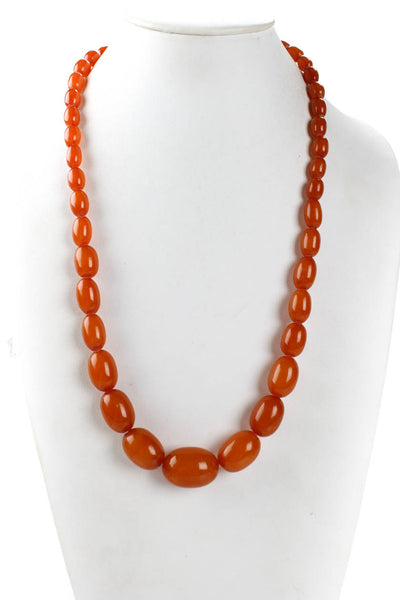 Designer Womens Amber Resin Beaded Necklace 26"