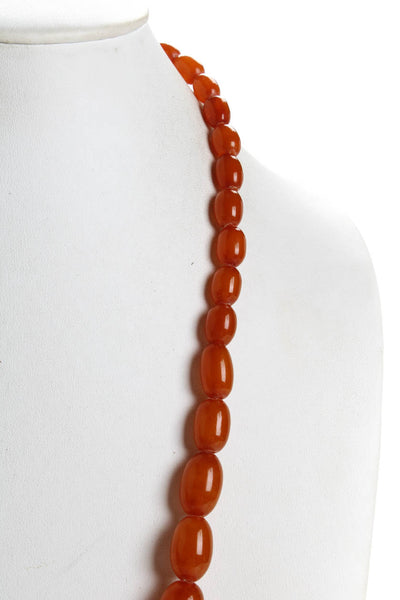 Designer Womens Amber Resin Beaded Necklace 26"