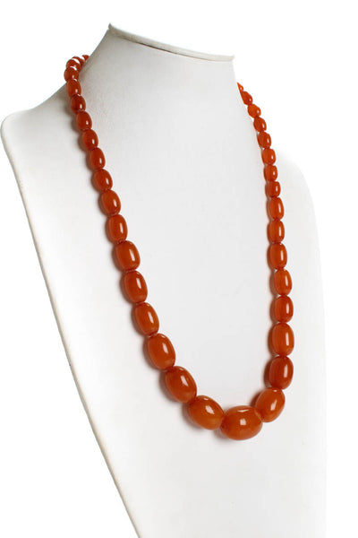 Designer Womens Amber Resin Beaded Necklace 26"