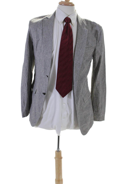 Rag & Bone Mens Cotton Blend Notch Collar Button Up Blazer Jacket Gray Size 38