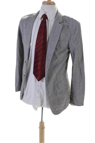 Rag & Bone Mens Cotton Blend Notch Collar Button Up Blazer Jacket Gray Size 38