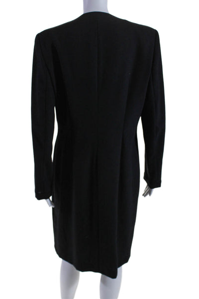 Giorgio Armani Womens Wool Darted Button Long Sleeve Wrapped Dress Black Size 12