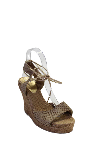 Castaner Womens Beige Espadrille Strappy Platform Wedge Sandals Shoes Size 9