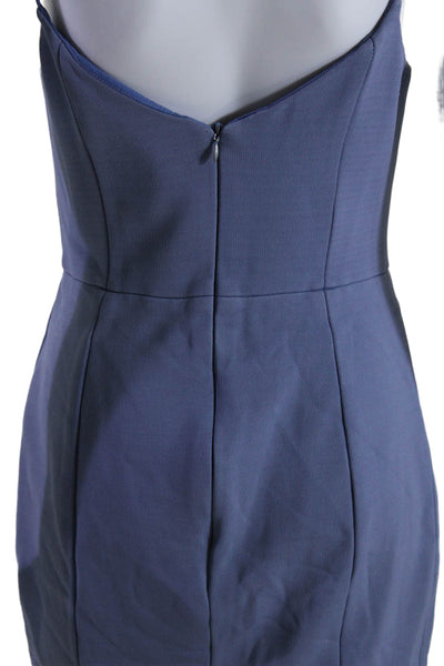 Nicholas Womens Blue V-neck Ruffle Detail Sleeveless Bodycon Dress Size 6