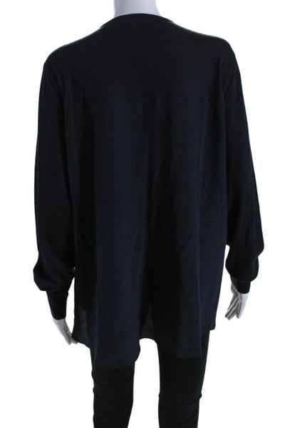 Ecru Womens Silk Cashmere Patchwork Long Sleeve Sweater Blouse Navy Size XS