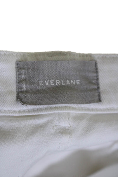 Everlane Womens High Rise Zip Up Wide Leg Jeans White Cotton Size 6