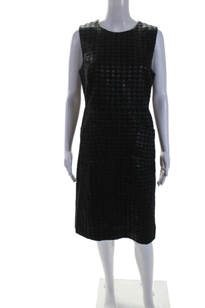 Tory Burch Womens Sleeveless Pockets Fit Flare Textured Mini Dress Black Size 10