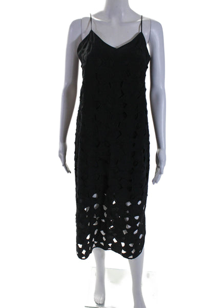 Equipment Femme Womens Silk Cut Out Spaghetti Strap Slip Dress Black Size XS