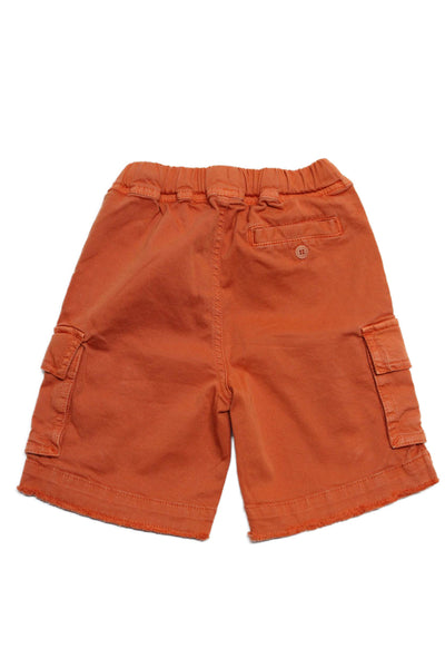 Il Gufo Childrens Boys Mid Rise Tie Up Cargo Shorts Orange Cotton Size 3