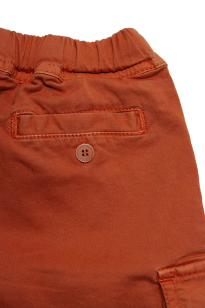 Il Gufo Childrens Boys Mid Rise Tie Up Cargo Shorts Orange Cotton Size 3