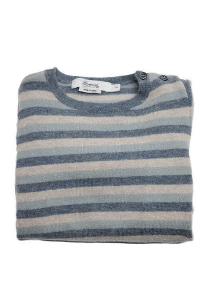 Bonpoint Childrens Boys Striped Pullover Sweater Blue Beige Wool Size 3