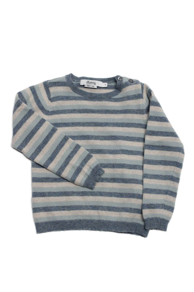 Bonpoint Childrens Boys Striped Pullover Sweater Blue Beige Wool Size 3