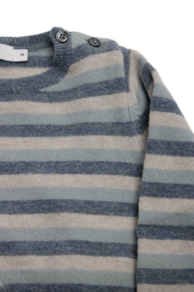 Bonpoint Childrens Boys Striped Pullover Sweater Blue Beige Wool Size 3