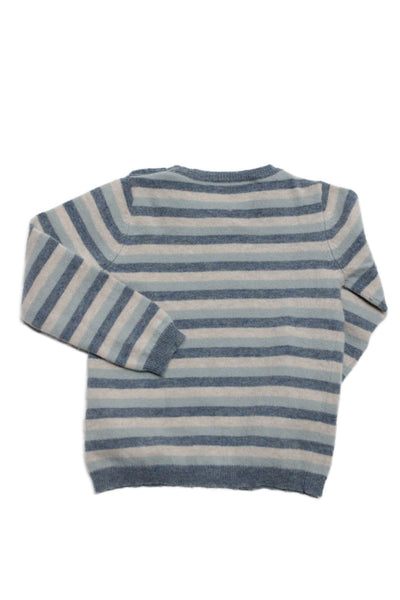 Bonpoint Childrens Boys Striped Pullover Sweater Blue Beige Wool Size 3