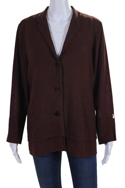 Emmelle Womens Woven Long Sleeve Kimono Style Blazer Jacket Burgundy Red Size S