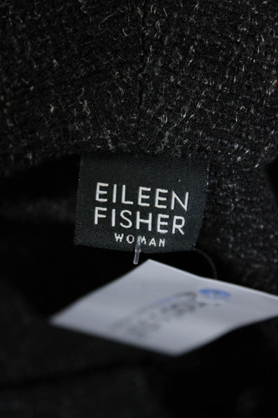 Eileen Fisher Womens Thick Knit Long Sleeve Open Thermal Cardigan Black Size M