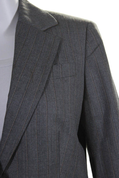 Brooks Brothers Womens Wool Striped Print No Vent One Button Blazer Gray Size 4