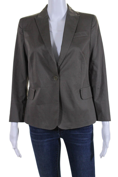 Akris Punto Womens Cotton Peak Lapel Long Sleeve One Button Blazer Gray Size 8