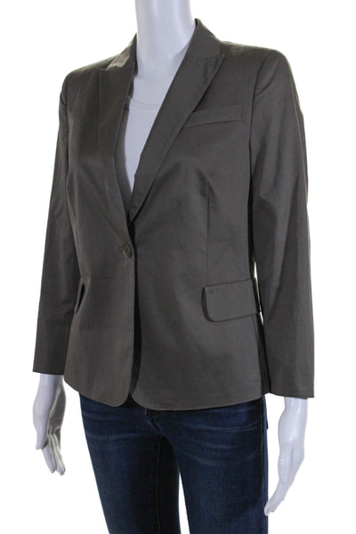 Akris Punto Womens Cotton Peak Lapel Long Sleeve One Button Blazer Gray Size 8