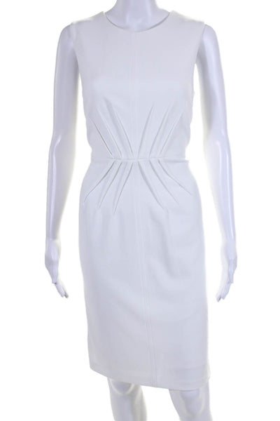 Donna Karan New York Womens Pleated Front Sleeveless Pencil Dress White Size 6