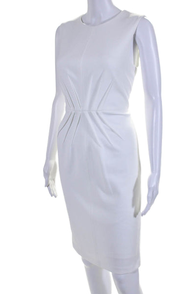 Donna Karan New York Womens Pleated Front Sleeveless Pencil Dress White Size 6