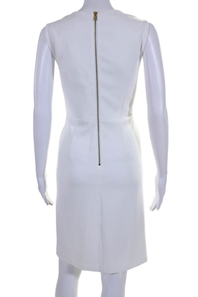 Donna Karan New York Womens Pleated Front Sleeveless Pencil Dress White Size 6