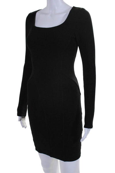 Helmut Lang Womens Long Sleeve Square Neck Contour Sheath Dress Black Size S