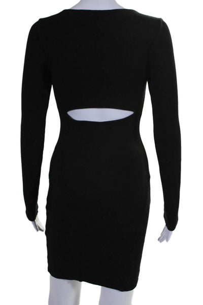 Helmut Lang Womens Long Sleeve Square Neck Contour Sheath Dress Black Size S