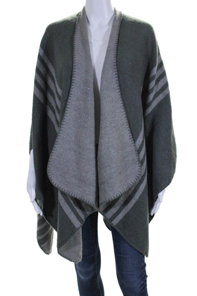 BB Dakota Womens Knitted Striped Draped Wrapped Shawl Gray Size One Size