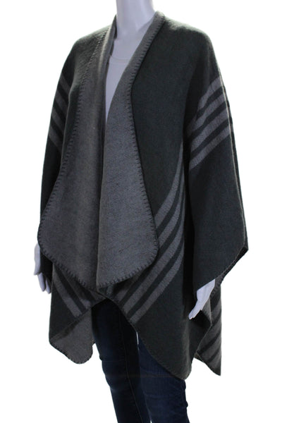 BB Dakota Womens Knitted Striped Draped Wrapped Shawl Gray Size One Size