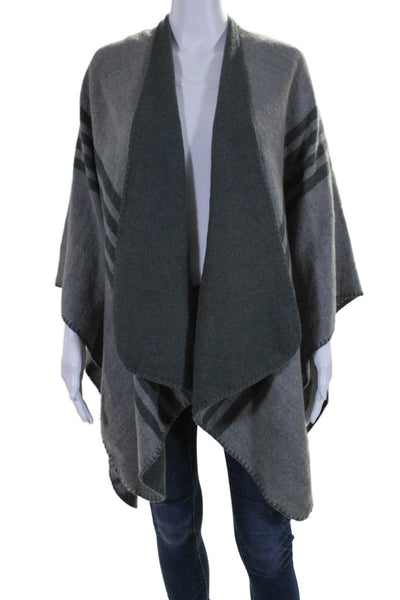 BB Dakota Womens Knitted Striped Draped Wrapped Shawl Gray Size One Size