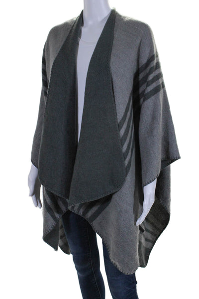 BB Dakota Womens Knitted Striped Draped Wrapped Shawl Gray Size One Size