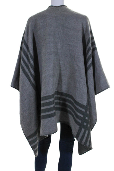 BB Dakota Womens Knitted Striped Draped Wrapped Shawl Gray Size One Size