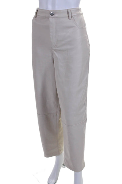 Ted Baker London Womens Faux Leather High Rise Straight Leg Pants Beige Size 3