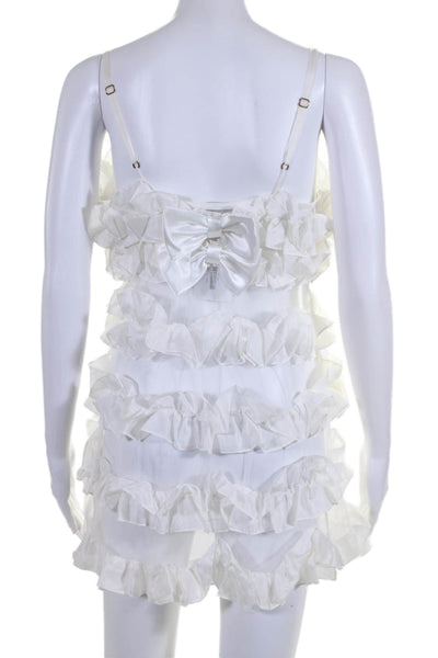 Flora Nikrooz Womens square Neck Tiered Ruffled Dress White Size Large