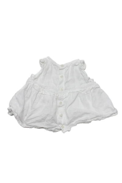 Il Gufo Girls Elastic Waist Button Down Shorts Set White 6-9 Months