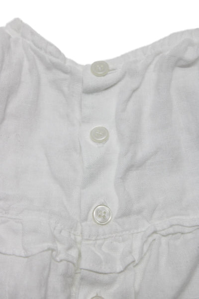 Il Gufo Girls Elastic Waist Button Down Shorts Set White 6-9 Months