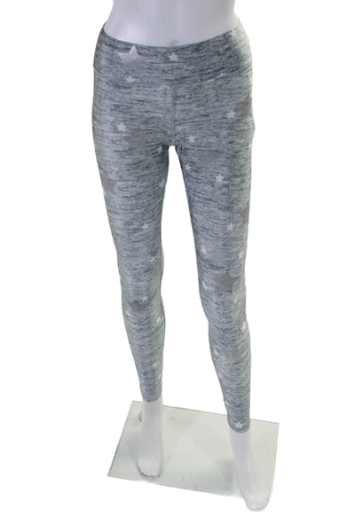 Terez Womens High Rise Star Print Activewear Leggings Gray Silver Size XS