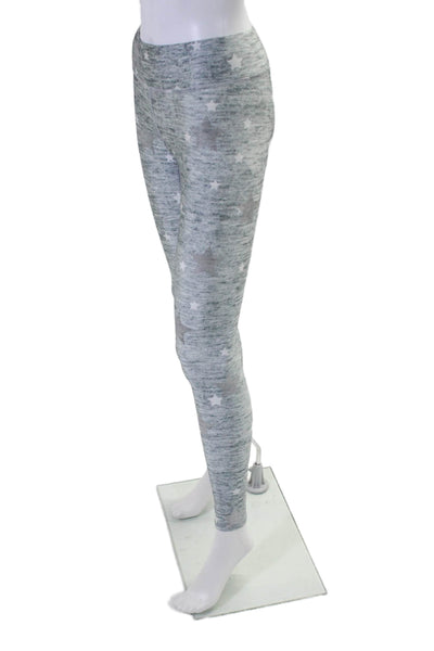 Terez Womens High Rise Star Print Activewear Leggings Gray Silver Size XS