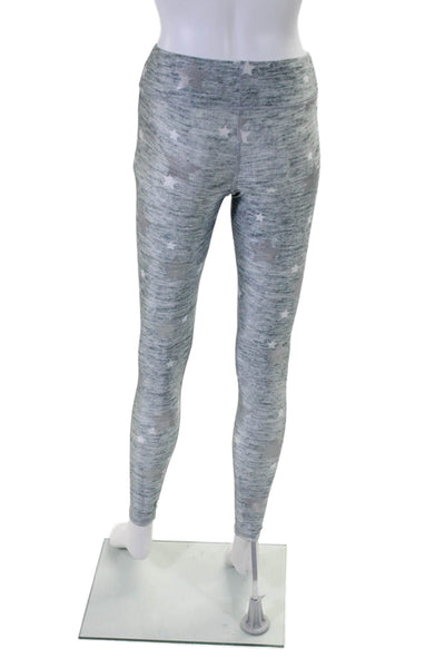 Terez Womens High Rise Star Print Activewear Leggings Gray Silver Size XS