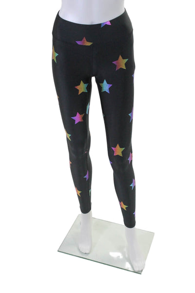 Terez Womens High Rise Star Print Activewear Leggings Black Multicolor Sz XS