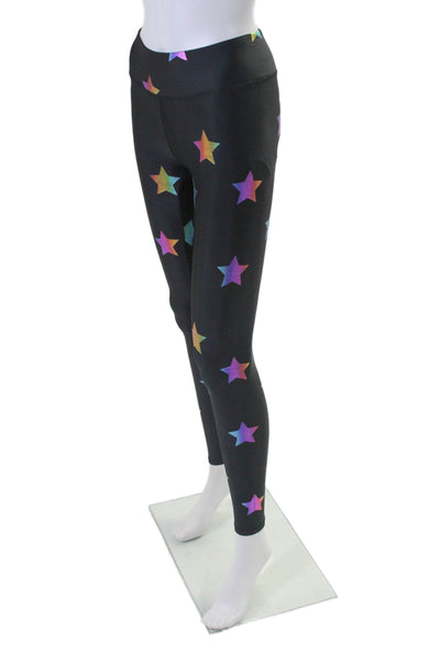 Terez Womens High Rise Star Print Activewear Leggings Black Multicolor Sz XS