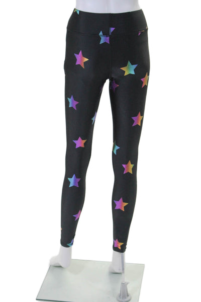 Terez Womens High Rise Star Print Activewear Leggings Black Multicolor Sz XS